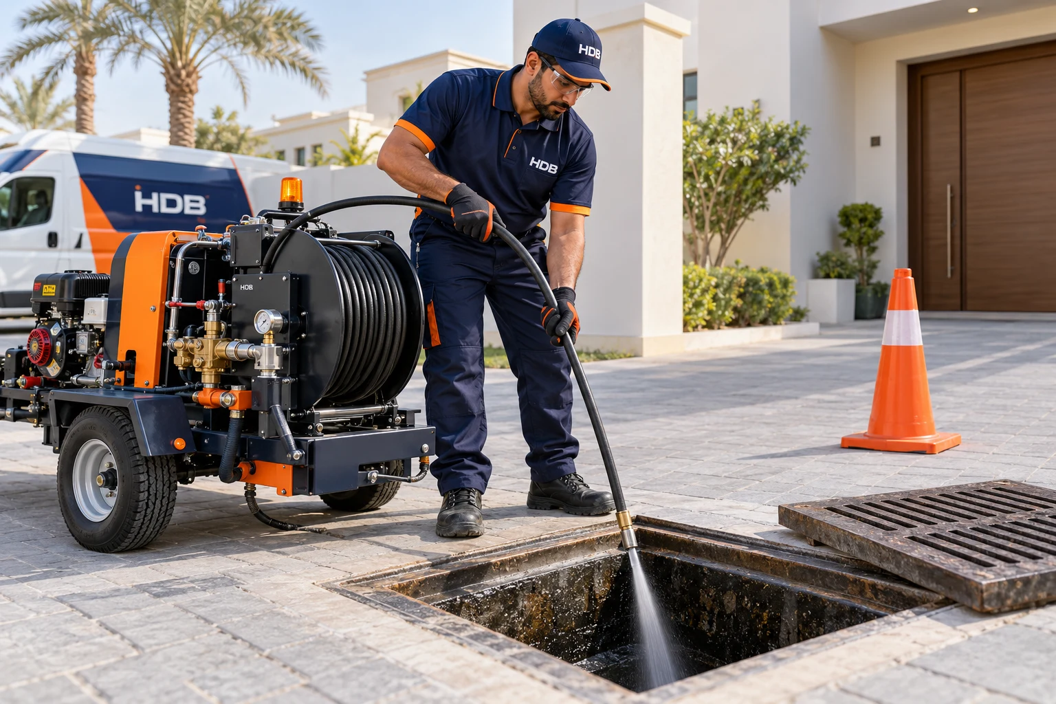 Illustrative HDB drain line jetting service